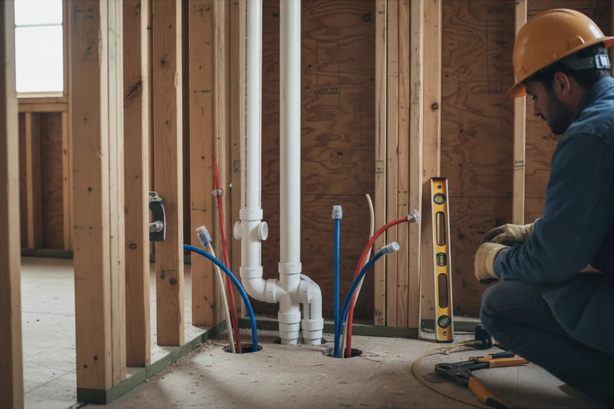 Drain and supply rough-in during Drain Cleaning in Ocean Springs