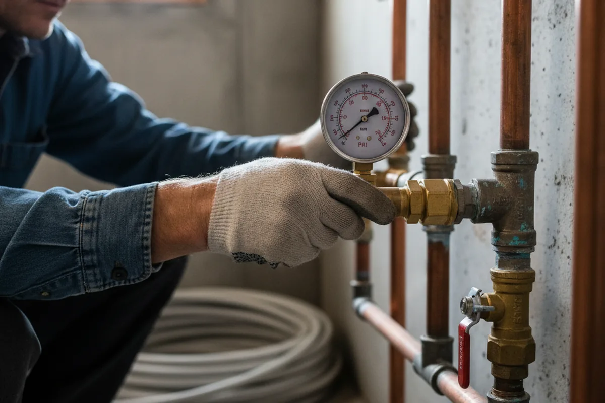 Pressure testing a repaired line during Water Line Repair in Ocean Springs